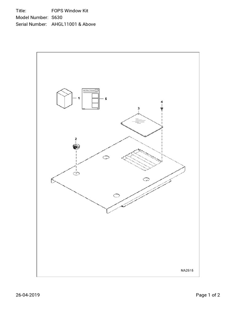 Title: FOPS Window Kit Model Number: S630 Serial Number: AHGL11001 ...