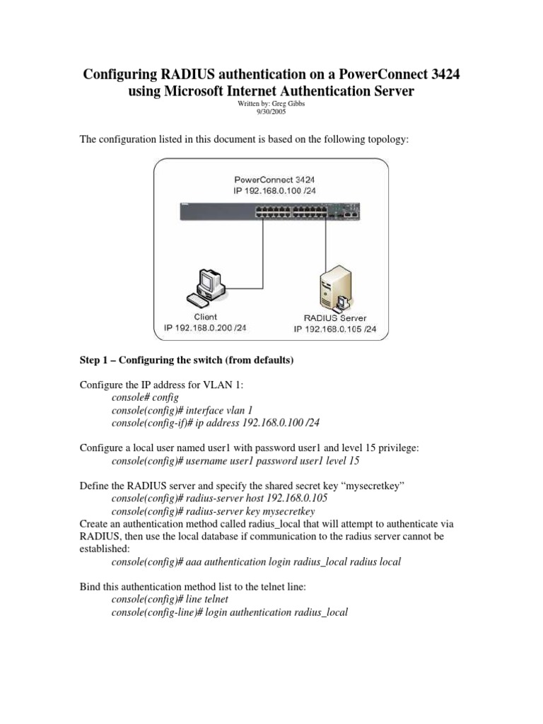 3424 Radius Auth Using Msserver PDF PDF Radius Protocols