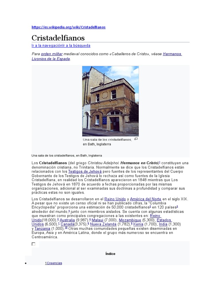 Cristadelfianos PDF Creencia religiosa y doctrina Religiones