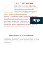 Executive Compensation: Unique Features of Managerial Compensation