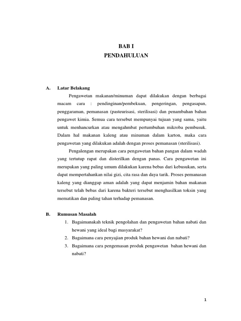 Teknik Pengolahan Dan Pengawetan Bahan Nabati Dan Hewani