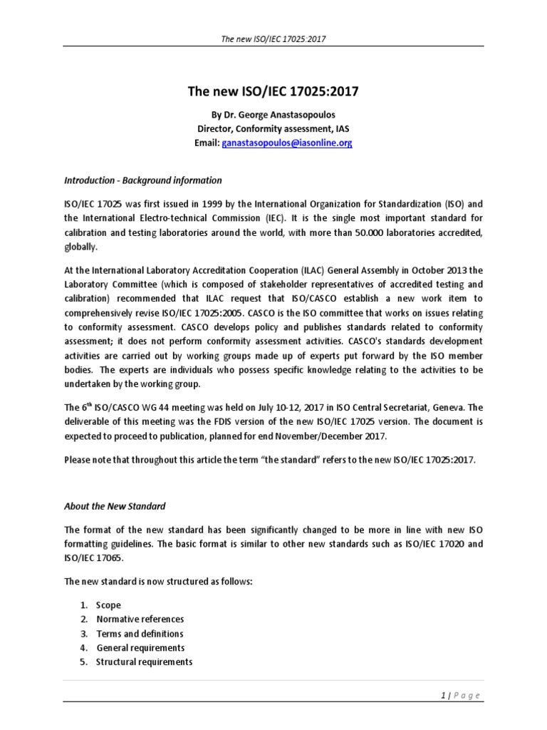 ISO/IEC 17025:2017 Overview | PDF | Calibration | Metrology