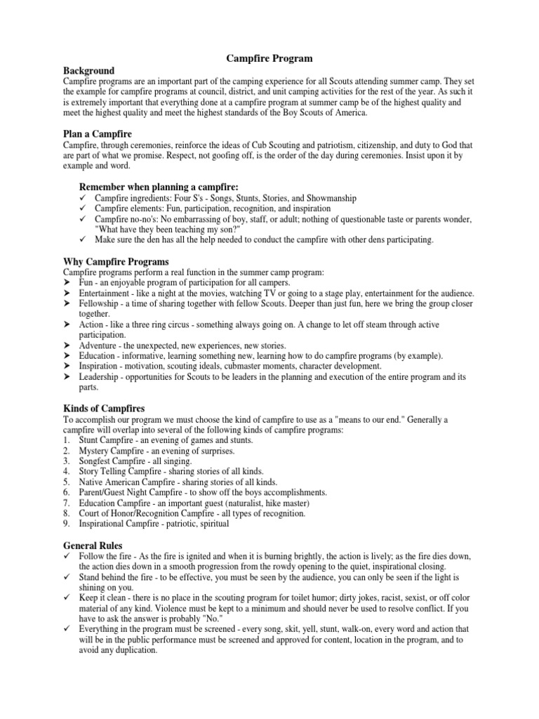 150 CampfireProgram PDF | PDF | Fires | Scouting