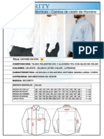 Especificaciones Técnicas - Camisa de Vestir de Hombre: Un Bolsillo Delantero, Botones, Manga Larga / Corta