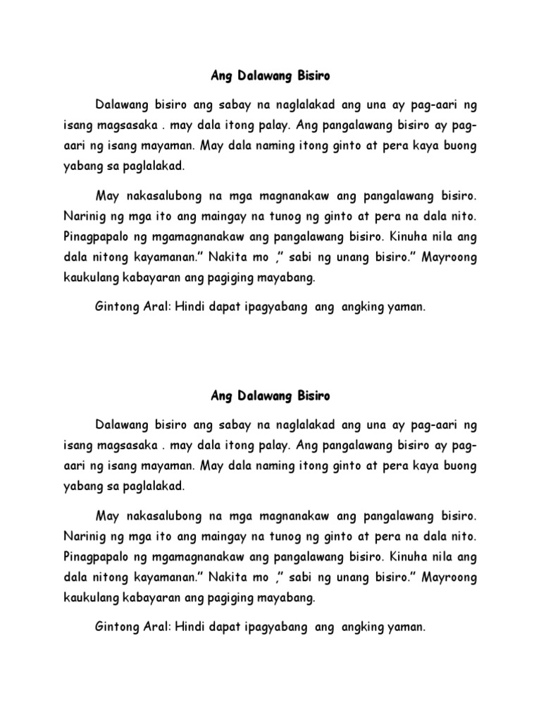 Ang Dalawang Bisiro | PDF