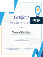 Employee of the Month Certificate Title