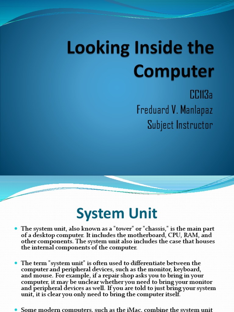 Understanding the Desktop System Unit | PDF | Random Access Memory ...