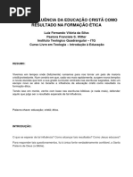 PAPER Qual a Influência Da Educação Cristã Como Resultado Na Formação Ética