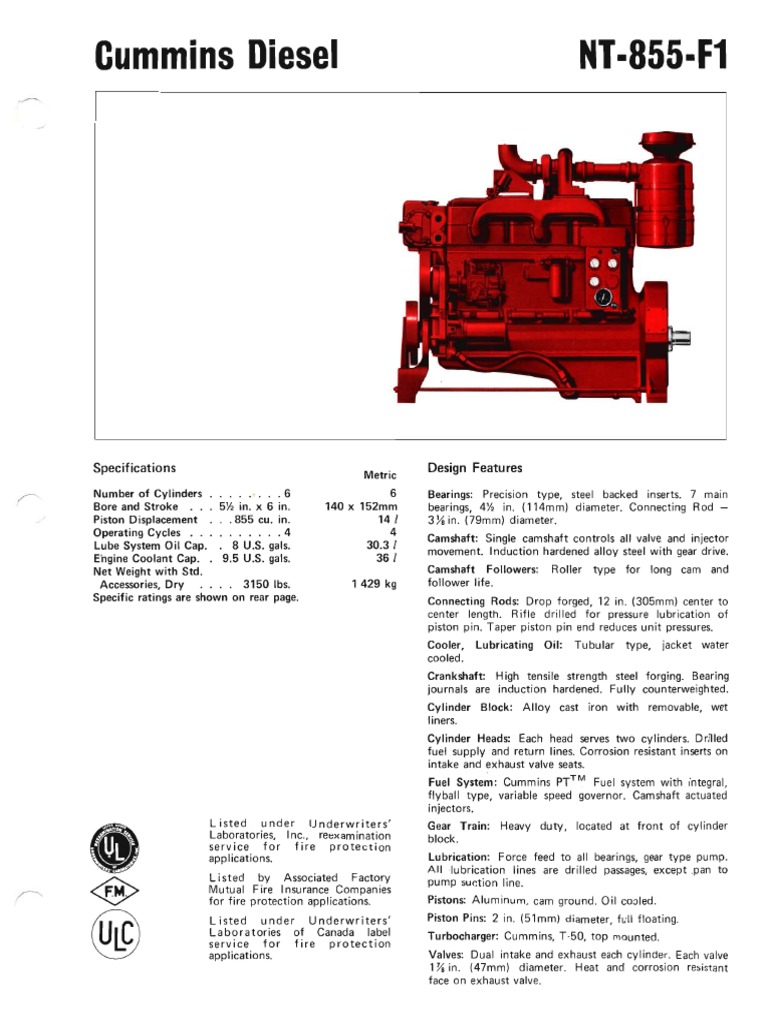 Cummins NT 855 f1 Specs PDF