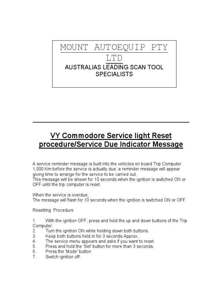 Vy Commodore Service PDF