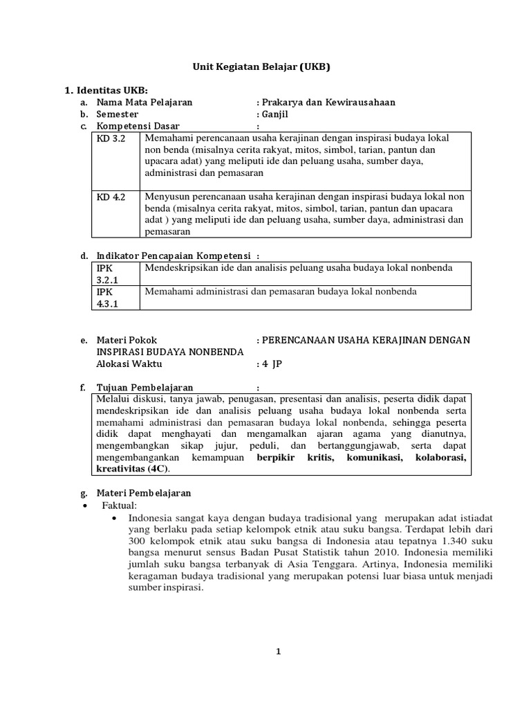 Unit Kegiatan Belajar Ukb 1 Identitas Ukb Memahami