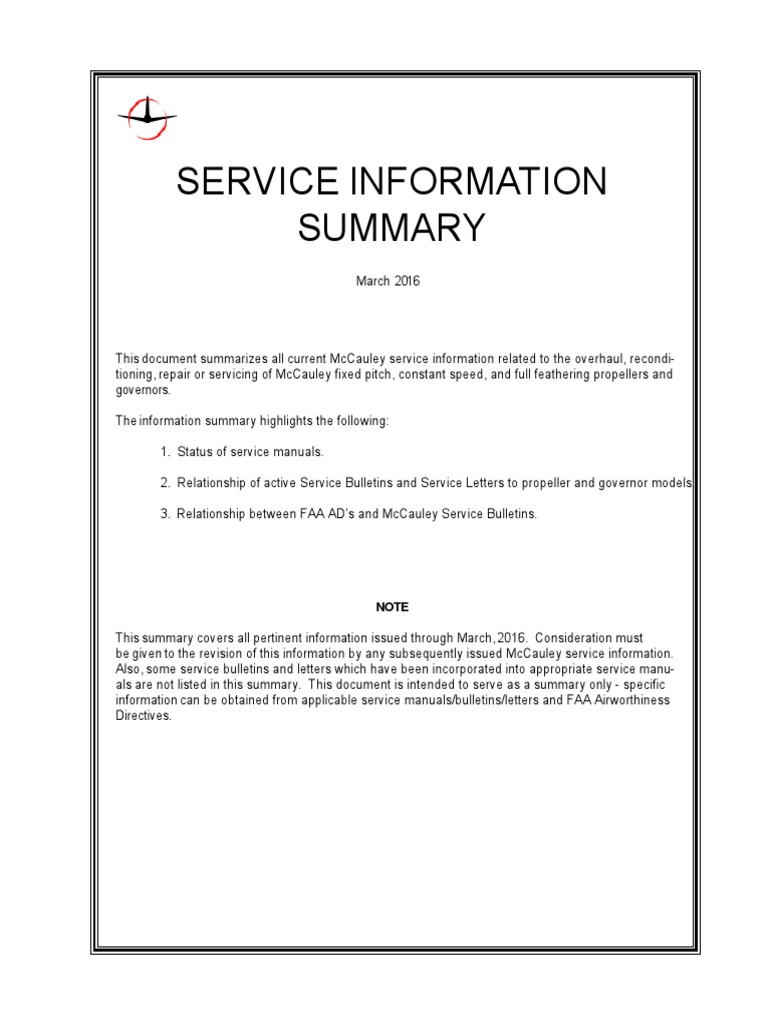 McCauley Service Bulletin Overview | PDF | Rotating Machines | Marine ...