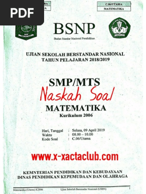 Naskah Soal Uasbn Mtk 2019 Pdf