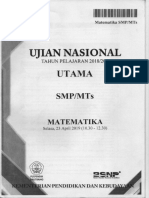 Naskah Soal Unbk Unkp Matematika SMP 2019