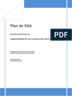 Plan SQA para asegurar calidad de software