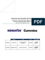 Informe de Gestión de Pañol "Faena Quebrada Blanca": Del 01 Al 31 de Agosto de 2019