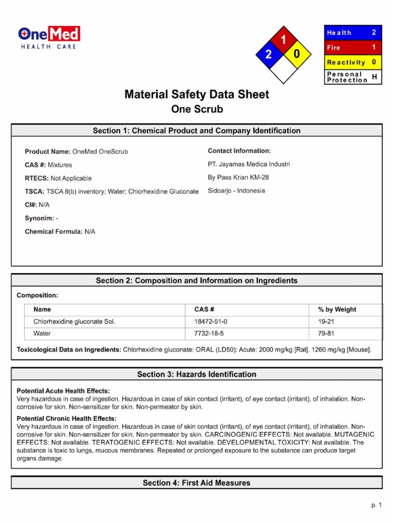Chlrohexidine 4 % (One Scrub) | PDF