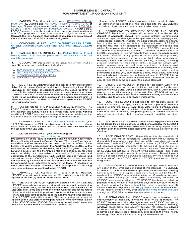 Apartment Lease Contract Template | PDF | Lease | Government