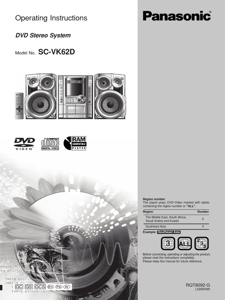 Panasonic SA VK62D Instruction Manual | PDF | Compact Disc | Video