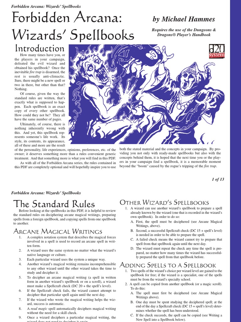 Forbidden Arcana - Wizard's Spell Books | PDF