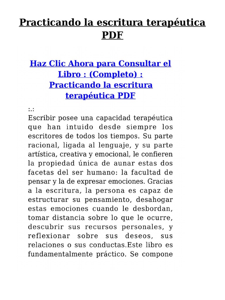Practicando La Escritura Terapeutica Pdf Pdf