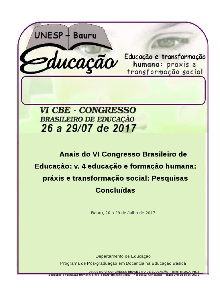 Anais Congresso Brasileiro em Educação, PDF, Recreação