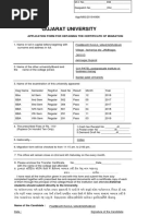 Gujarat University: Application Form For Obtaining The Certificate of Migration