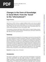 Changes in the Form of Knowledge in Social Work - From the Social to the Informational - Nigel Parton - (2008) BJSW 38 253-269