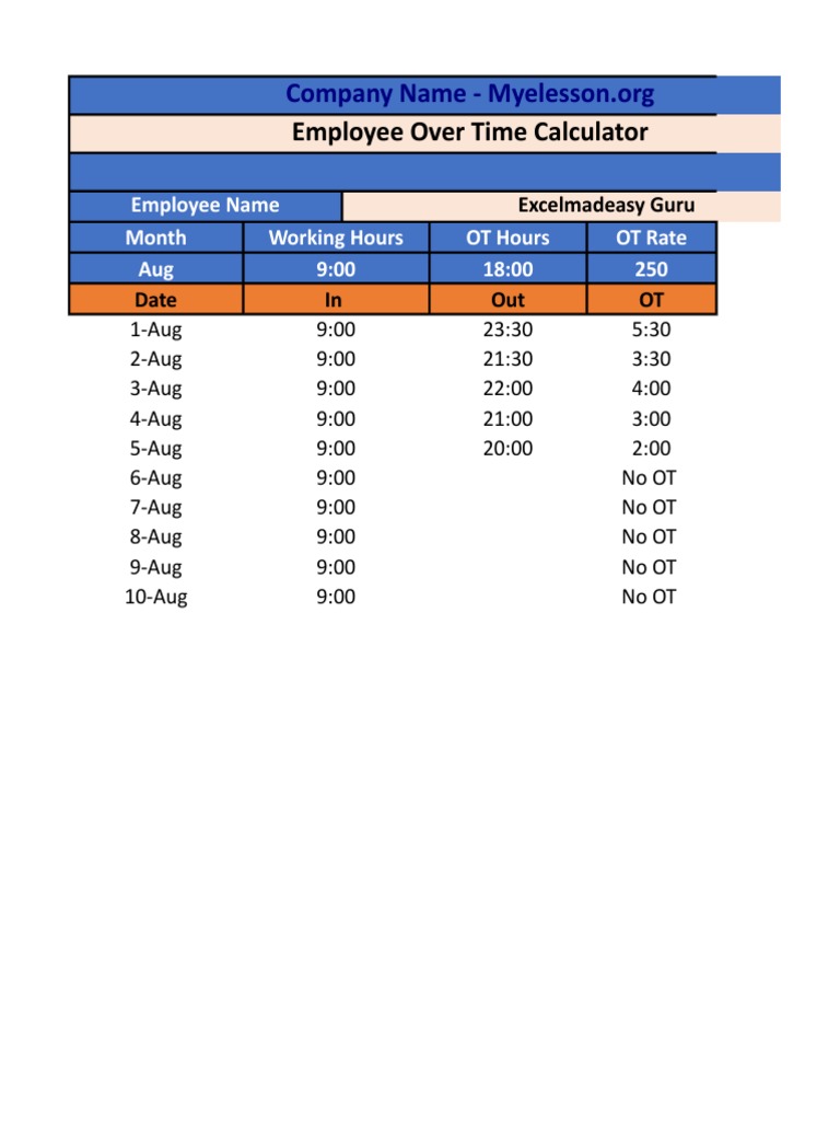 Overtime Calculation for Employees | PDF