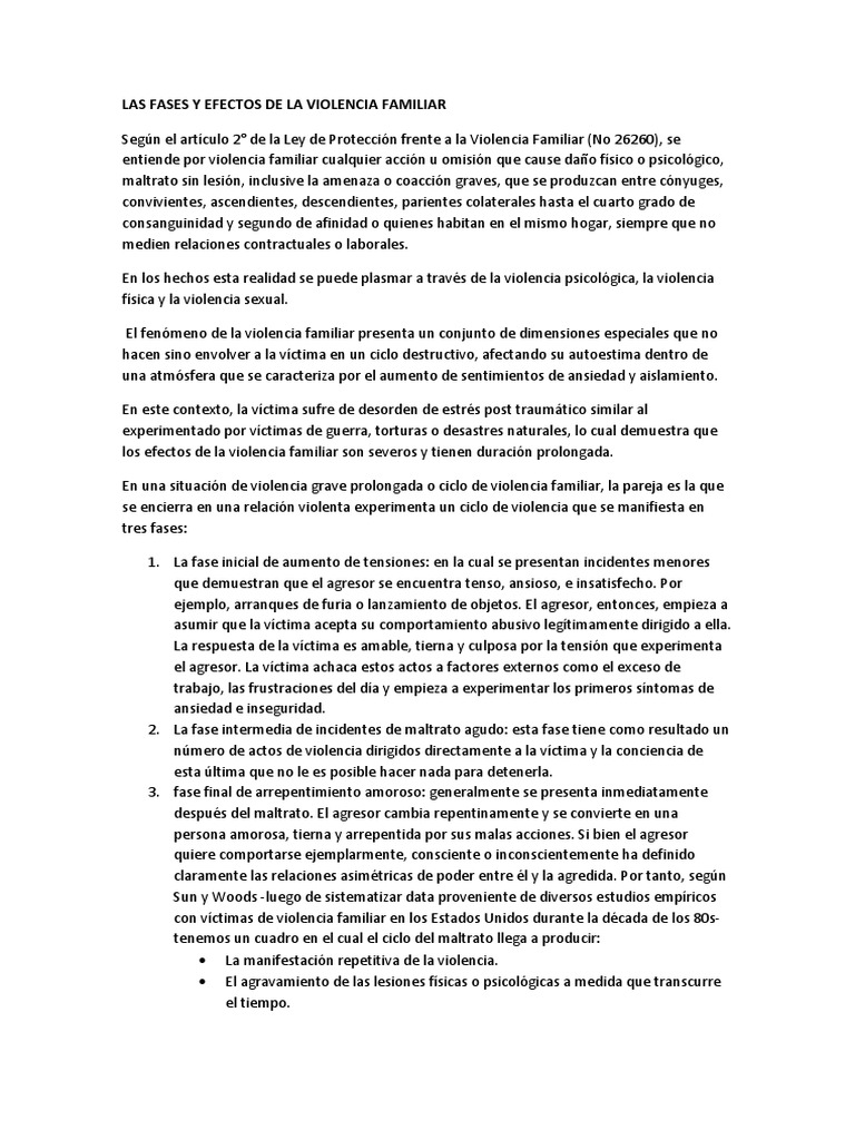 Las Fases y Efectos de La Violencia Familiar | PDF | Violencia ...