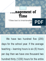 Management of Time: "Time Lost Is Irretrievably Lost." - Jose Rizal