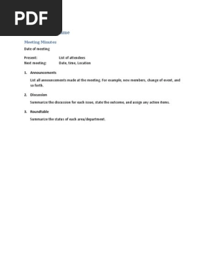 Meeting Minutes Format