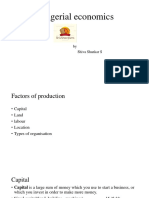 Managerial Economics: Factors of Production, Capital Requirements & Organizational Structure