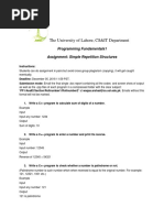 The University of Lahore, CS&IT Department: Programming Fundamentals1 Assignment: Simple Repetition Structures