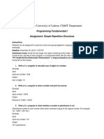 The University of Lahore, CS&IT Department: Programming Fundamentals1 Assignment: Simple Repetition Structures