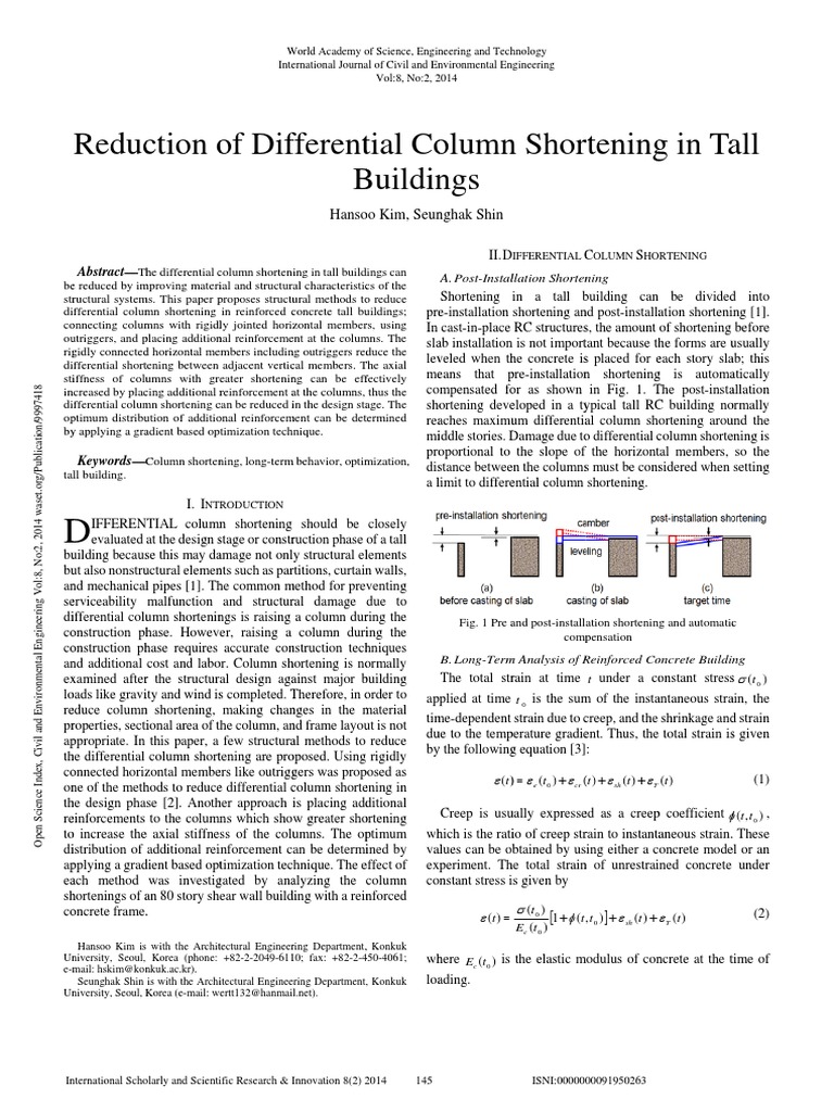 Reducing Column Shortening in Tall Buildings | PDF | Creep (Deformation ...