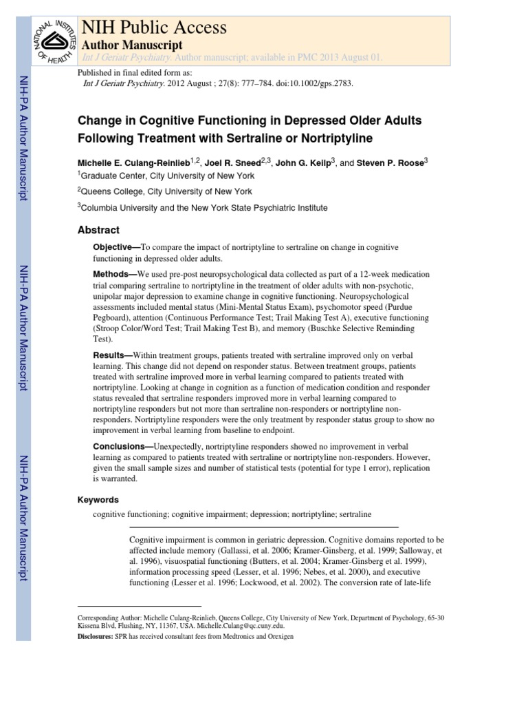 Cognitive Changes in Depressed Seniors | PDF | Major Depressive ...