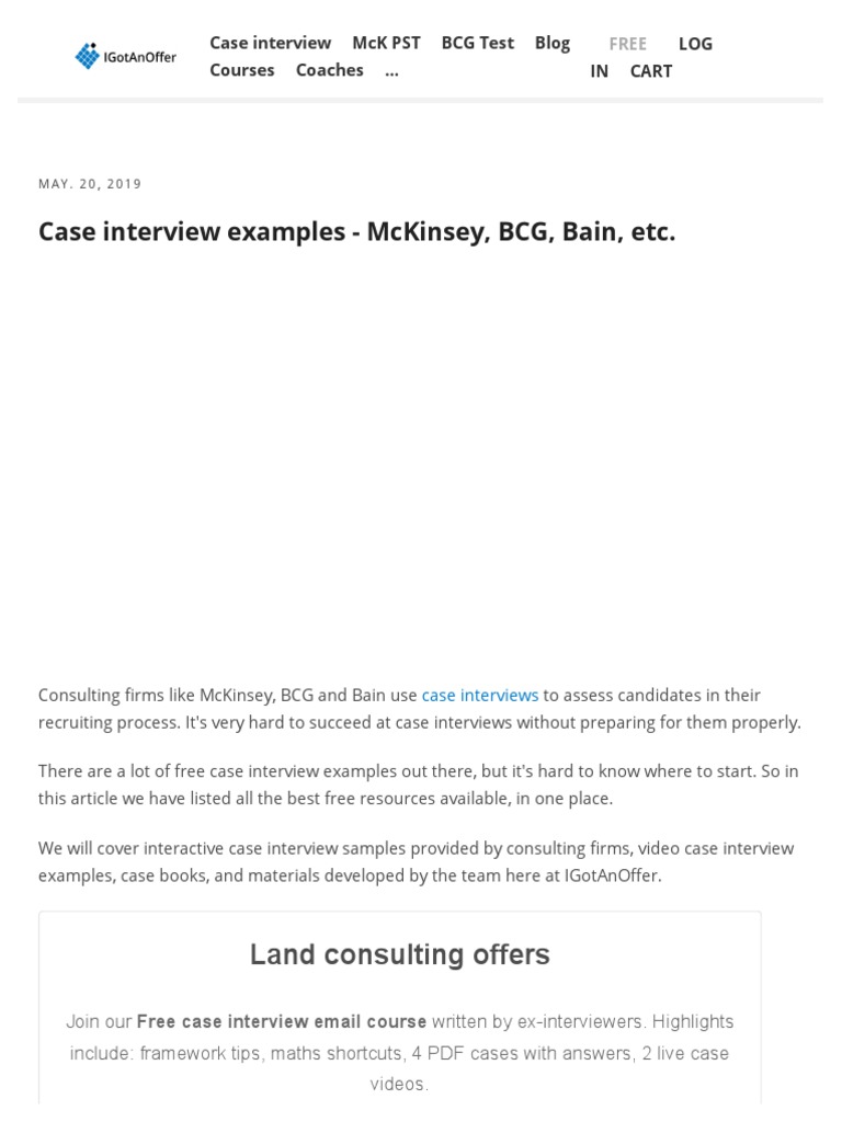 Consulting Case Interview Preparation Class Notes | PDF | World Wide ...
