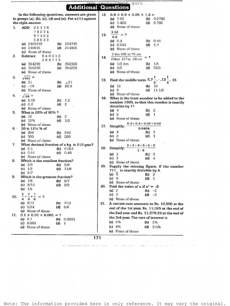 Quantitative Aptitude Mock Test Online | PDF