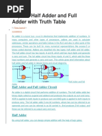 Explain Half Adder and Full Adder With Truth Table