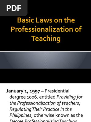 Basic Laws on the Professionalization of Teaching