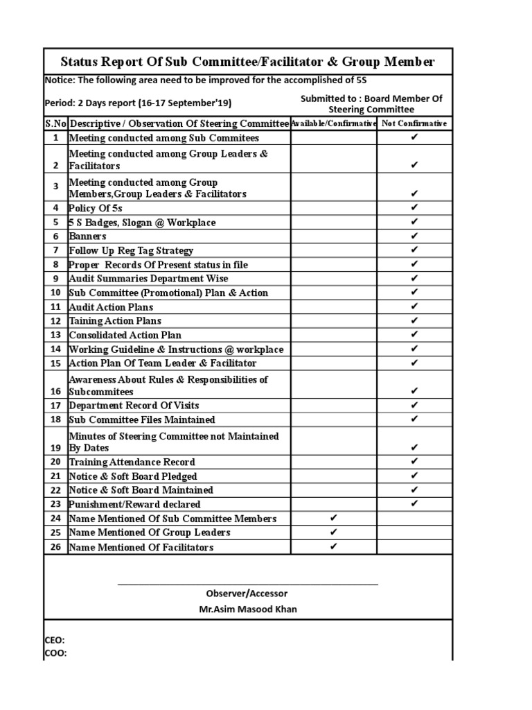 5S Status Report: Subcommittee Review | PDF | Committee | Government