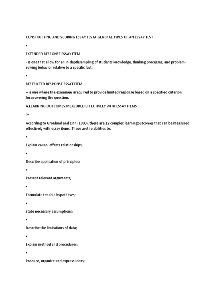 Guidelines for Constructing Essay Tests | PDF | Test (Assessment) | Essays