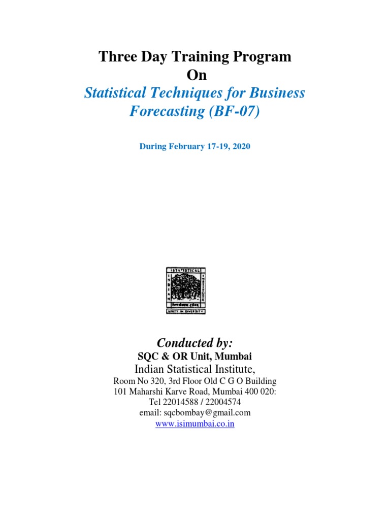 Statistical Techniques for Forecasting | PDF | Forecasting | Time Series