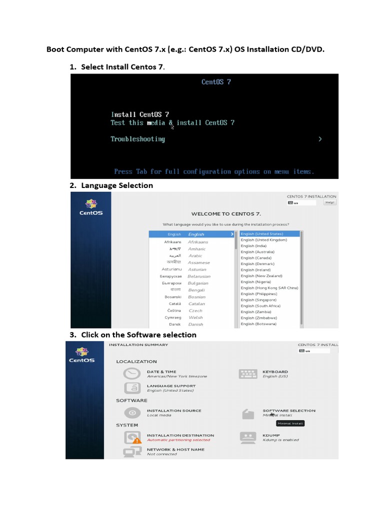 CentOS 7 Installation Steps Guide | PDF