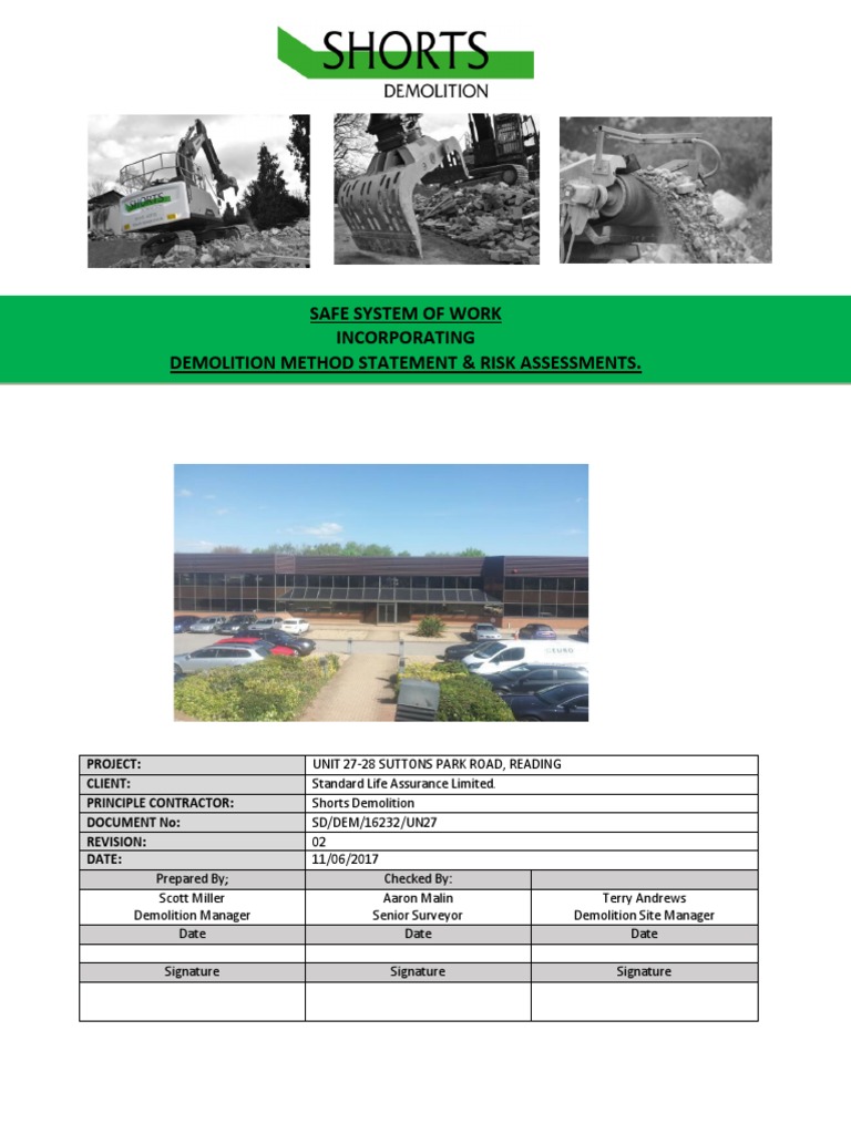171461ot Demolition Method Statement - Units 27-28 Rev 11-06-17 | PDF ...