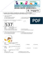 Soal UAS Bahasa Inggris Kelas 4 SD Semester 1 (Ganjil) Dan Kunci Jawaban PDF