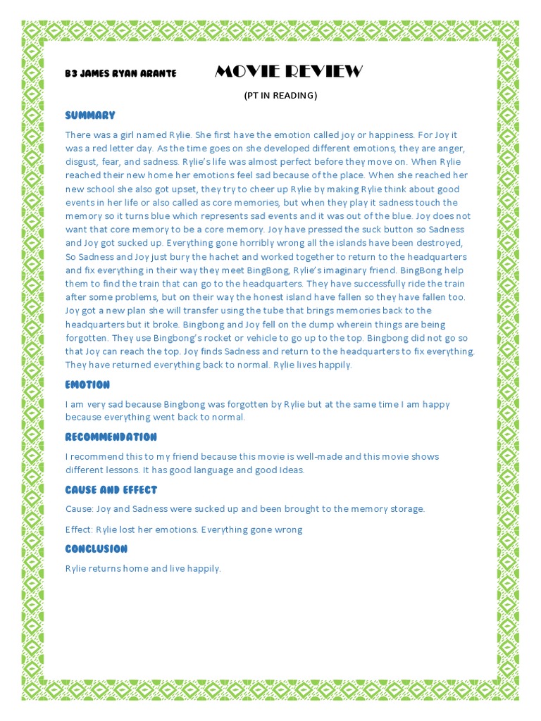 Sample Movie Review PDF