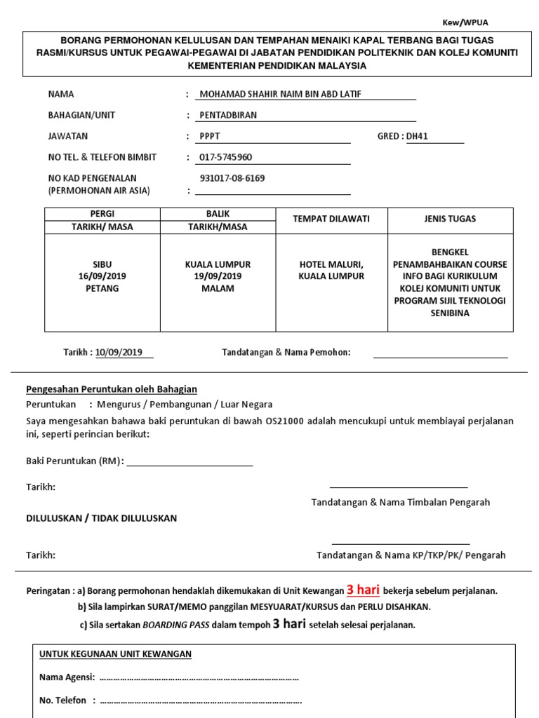 Surat Mohon Waran Udara Pdf