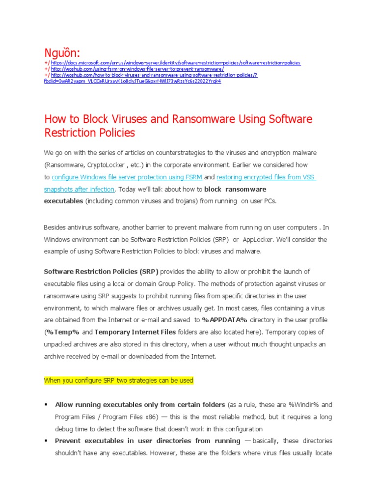 Ransomware Prevention via Software Policies | PDF | Ransomware ...